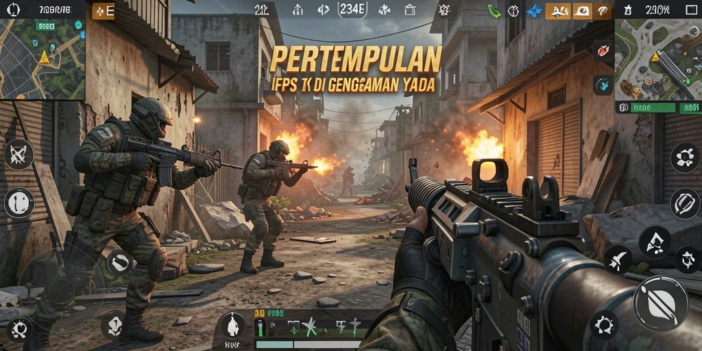 Screenshot menunjukkan aksi tembak-menembak yang seru di 234E.