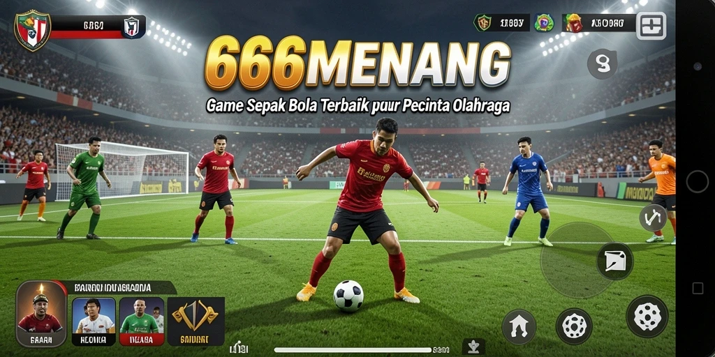 Tampilan gameplay 666MENANG dengan aksi sepak bola yang seru.