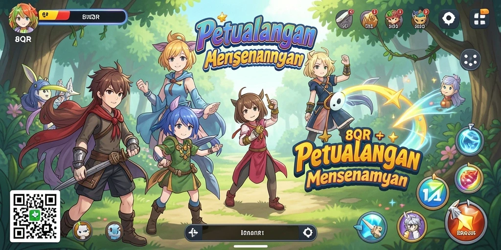 Tampilan gameplay 8QR yang menakjubkan dengan karakter anime unik.