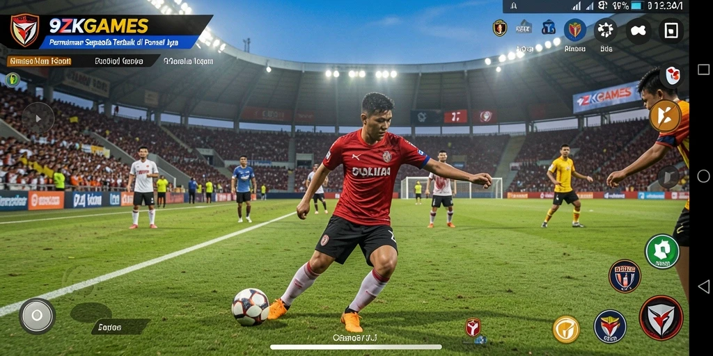 Screenshot gameplay <strong>9ZKGAMES</strong> menunjukkan aksi seru di lapangan hijau.