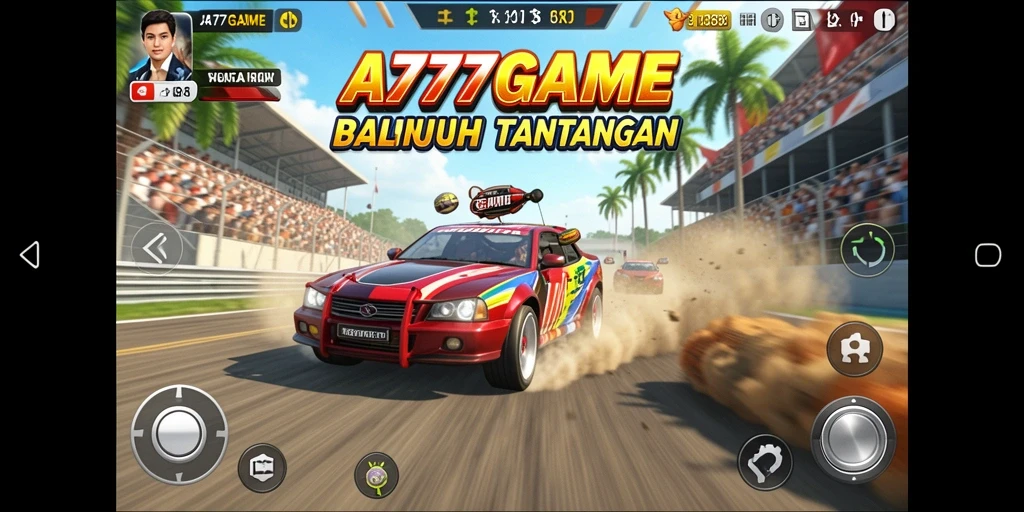 Tampilan gameplay balapan yang dramatis di A777GAME.