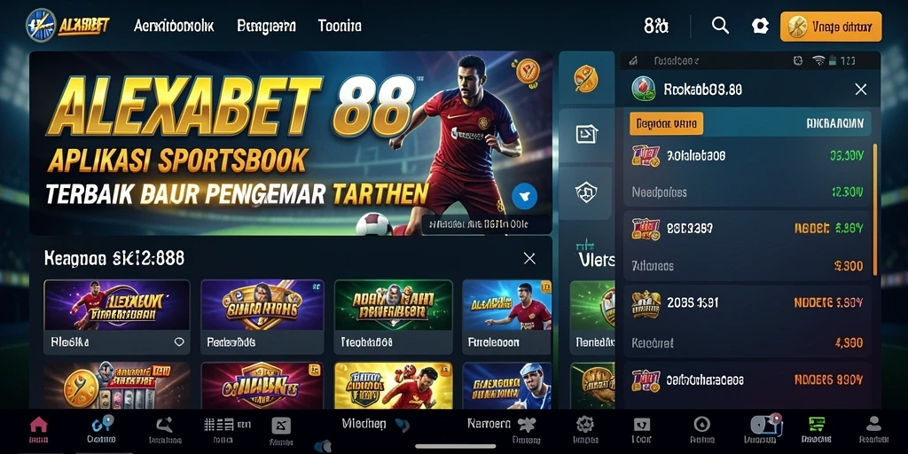 Tampilan utama ALEXABET88 dengan berbagai opsi taruhan olahraga.