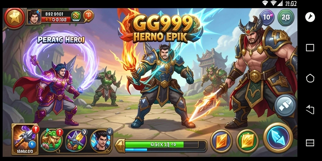 Screenshot gameplay GG999 menampilkan aksi pertempuran yang intens.