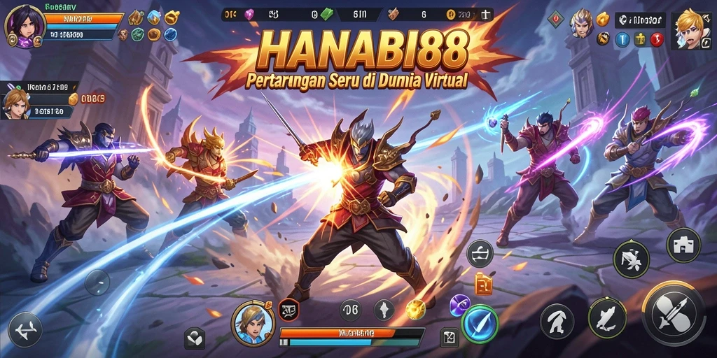 Gameplay pertarungan seru dalam HANABI88.