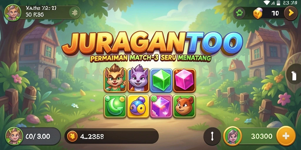 Screenshot gameplay JURAGANTOTO dengan kombinasi warna cerah.