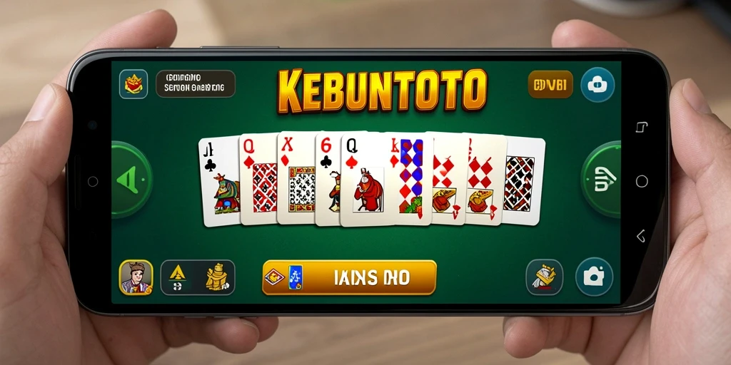 Tampilan gameplay KEBUNTOTO dengan kartu domino dan pemain yang bersaing.