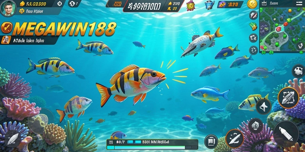 Screenshot gameplay MEGAWIN188 yang menampilkan aksi Tembak Ikan yang mendebarkan.