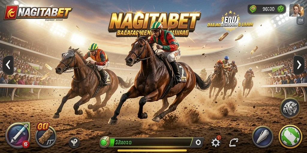 Tampilan gameplay menegangkan di lintasan balap NAGITABET.