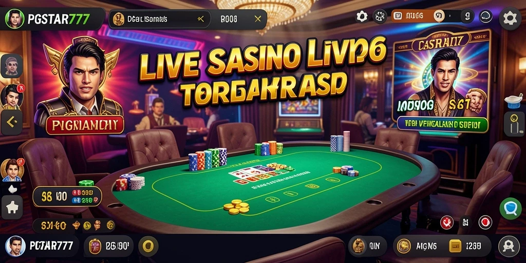 Screenshot PGSTAR777 menampilkan dealer profesional dan atmosfer kasino yang hidup.