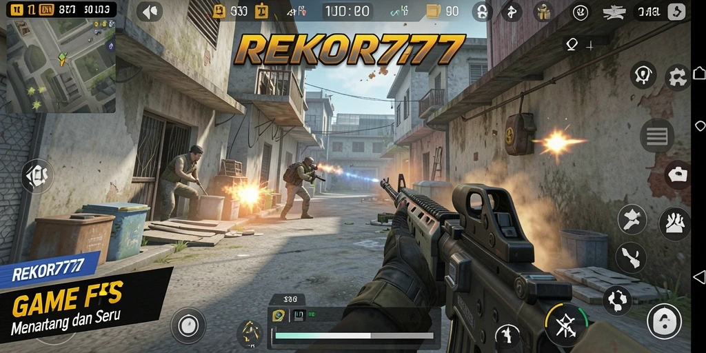 Screenshot gameplay REKOR777 menampilkan aksi tembak-menembak yang seru.