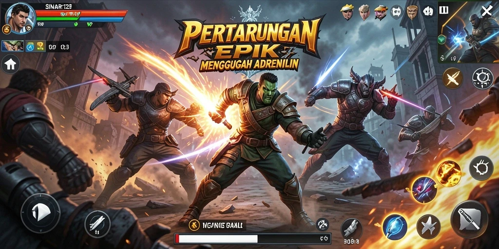 Screenshot gameplay SINAR123 menunjukkan aksi pertarungan yang mendebarkan.