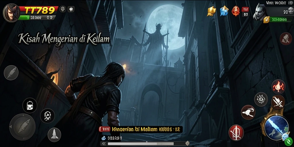 Screenshot gameplay menampilkan adegan menakutkan di hutan kelam.