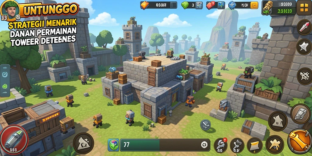 Tampilan gameplay menegangkan dalam UNTUNGGO Tower Defense.