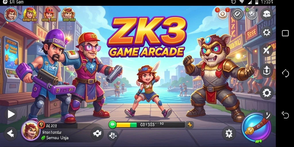 Tangkapan layar utama ZK3 menampilkan aksi seru dalam gameplay Arcade.