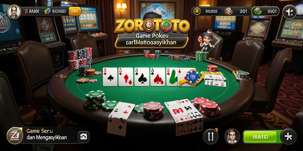 Screenshot gameplay ZOROTOTO menampilkan suasana poker yang seru dan interaktif.